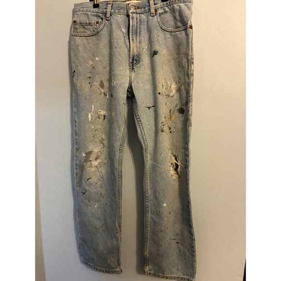 0096 DISTRESSED GRUNGE Levi Jeans Regular Fit 505 Size 33 30 - Picture 4 of 11